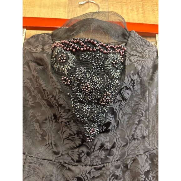 Tibi Black Strapless Jacquard Dress With Beaded Neckline Accent Womens Size 4 - Picture 2 of 7